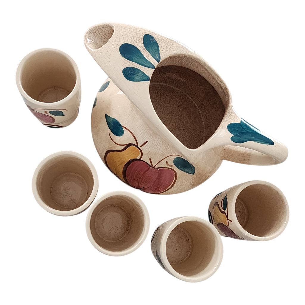 Vintage Purinton Pottery Apple and Pear Beverage Set Pitcher & 5 Tumblers