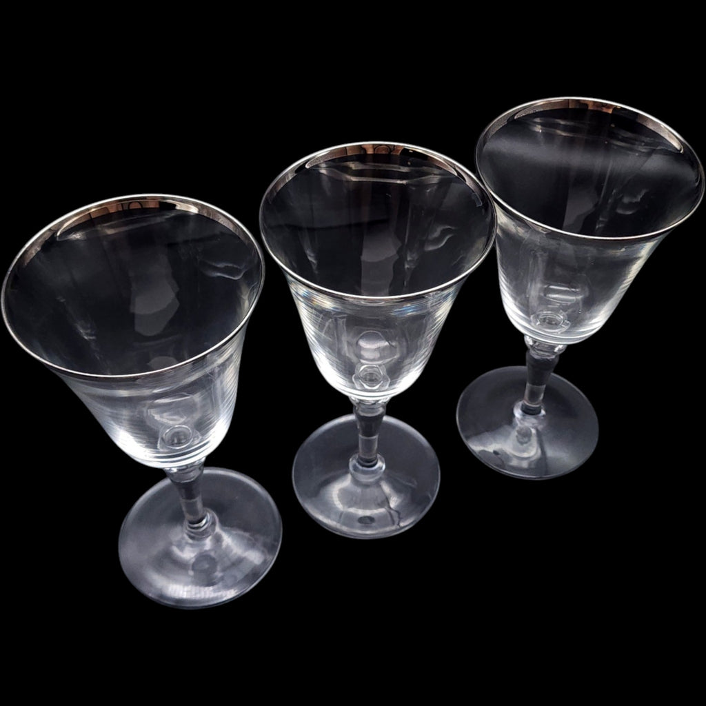 Vintage Reizart Nimbus Platinum Trim Water Wine Goblets Set of 3