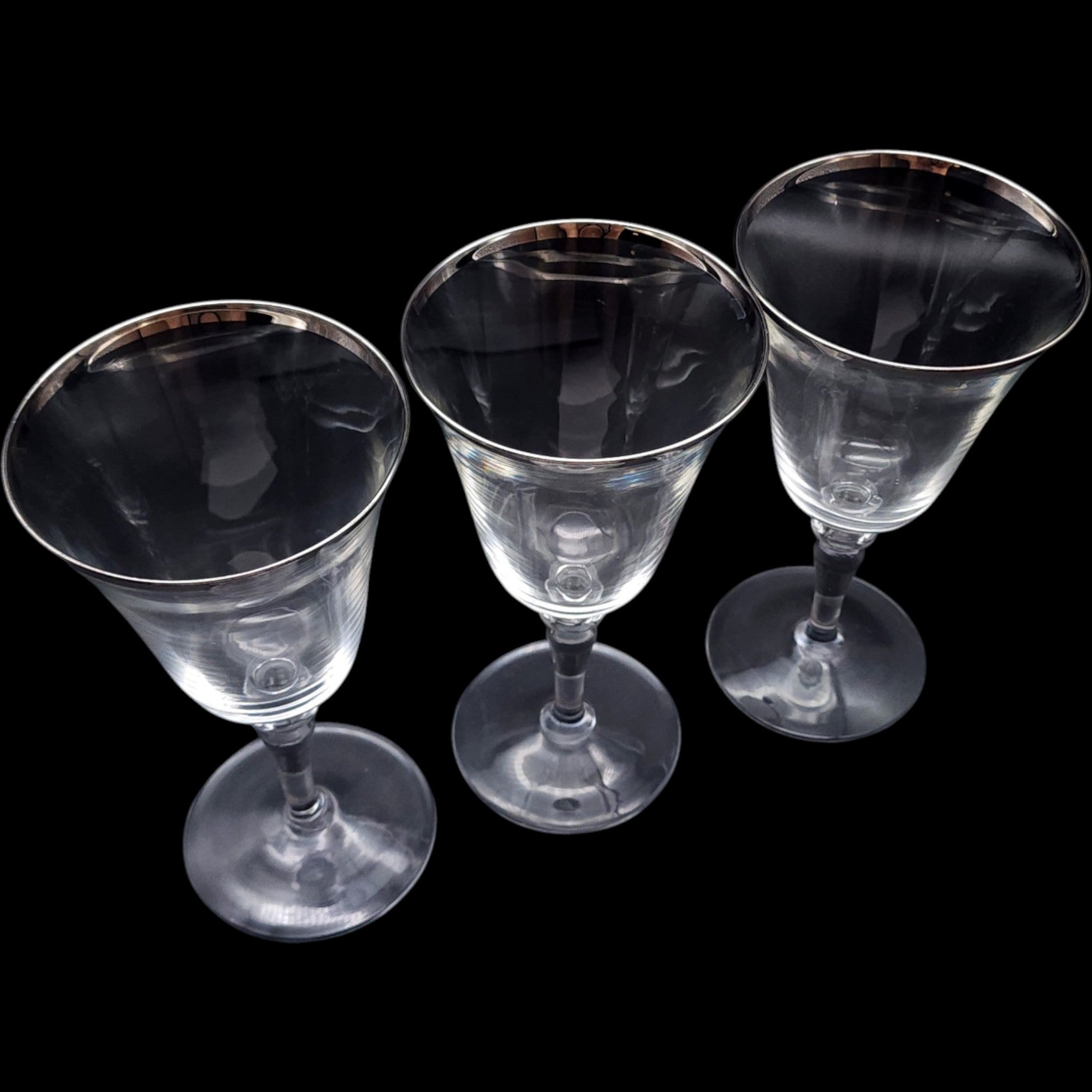 Vintage Reizart Nimbus Platinum Trim Water Wine Goblets Set of 3
