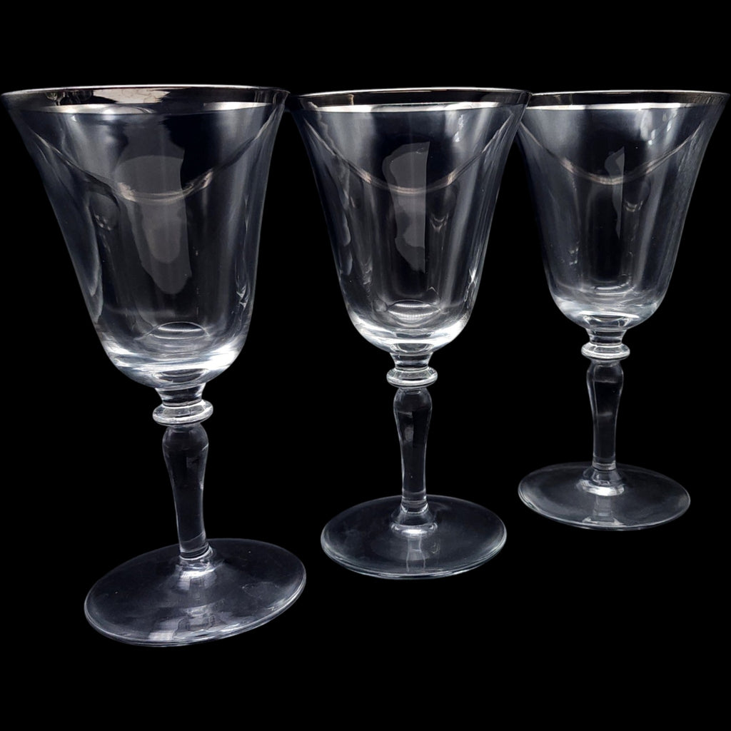 Vintage Reizart Nimbus Platinum Trim Water Wine Goblets Set of 3