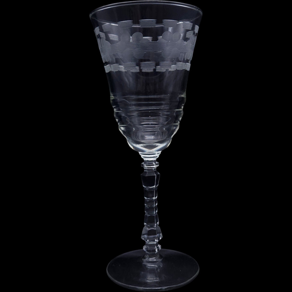 Vintage Rock Sharpe Cut Glass Water Goblet Stemware