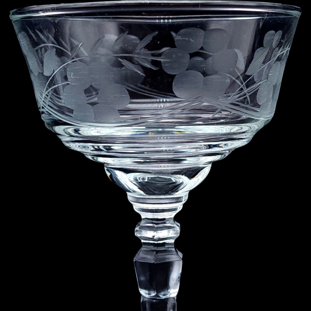 Rock Sharpe Vintage Etched  Liquor Cocktail / Tall Sherbets Set of 6