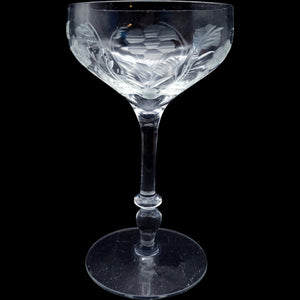 Vintage Rock Sharpe Etched Floral Champagne Coupe  Wine Glass
