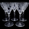 Vintage Rock Sharpe Etched Floral Liquor Cocktail Glasses Set of 5