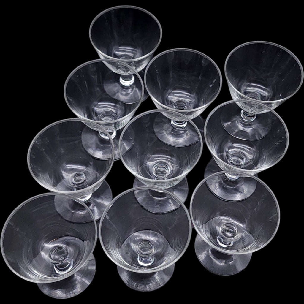 Vintage Rosenthal Etched Crystal Oyster Fruit Cocktail Glasses Set of 10