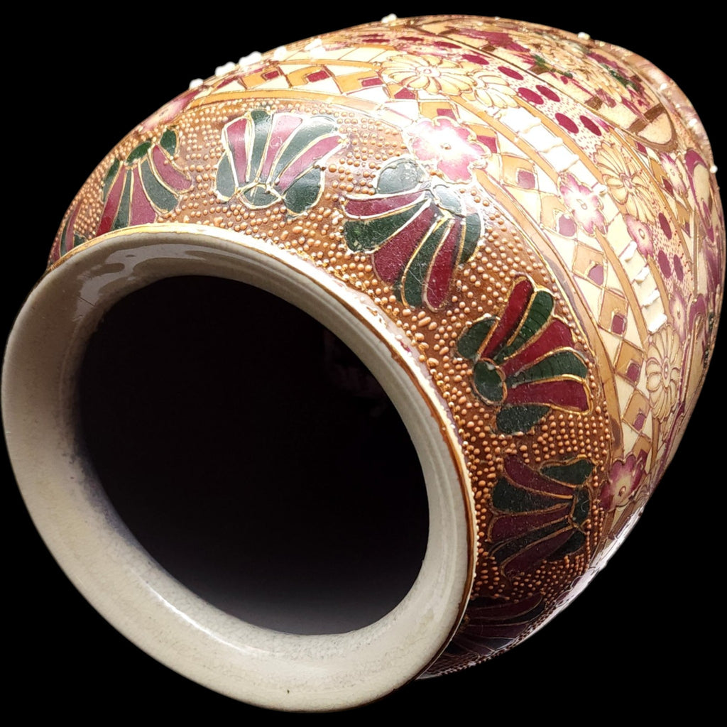 Vintage Satsuma Style Porcelain Ceramic Vase Moriage Gold Gilt Floral