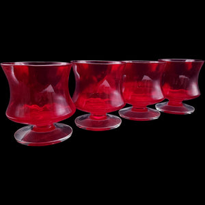 Vintage Seneca Ruby Red Low Water Goblets Set of 4