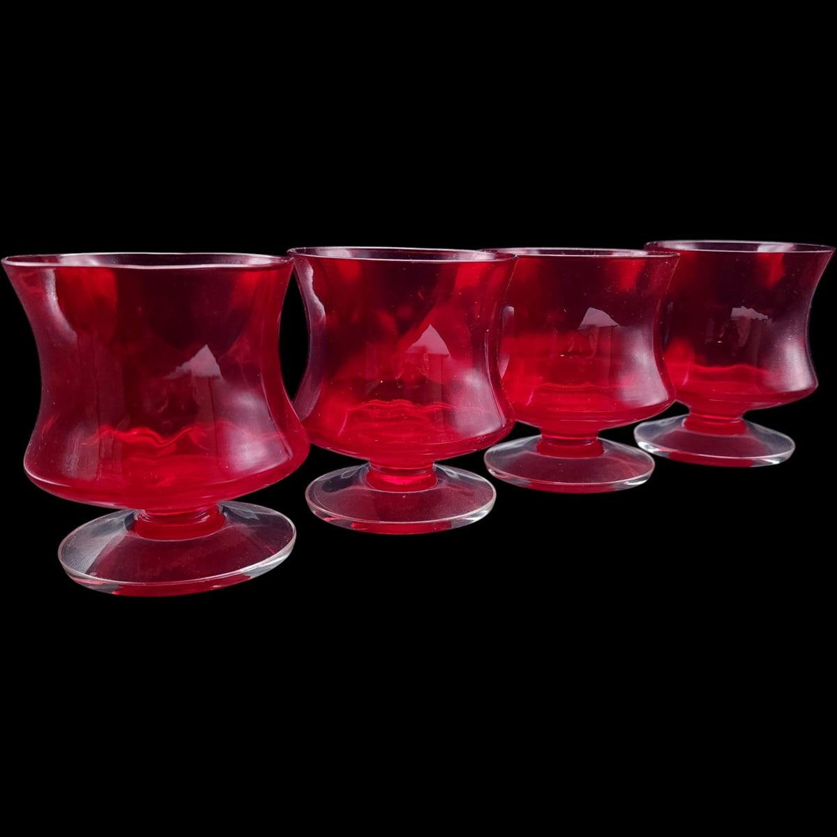 Vintage Seneca Ruby Red Low Water Goblets Set of 4