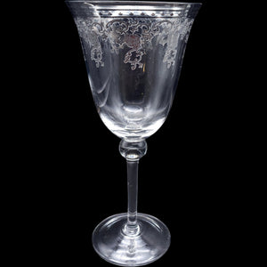 Vintage Silver Filigree Etched Glass Wine Goblet