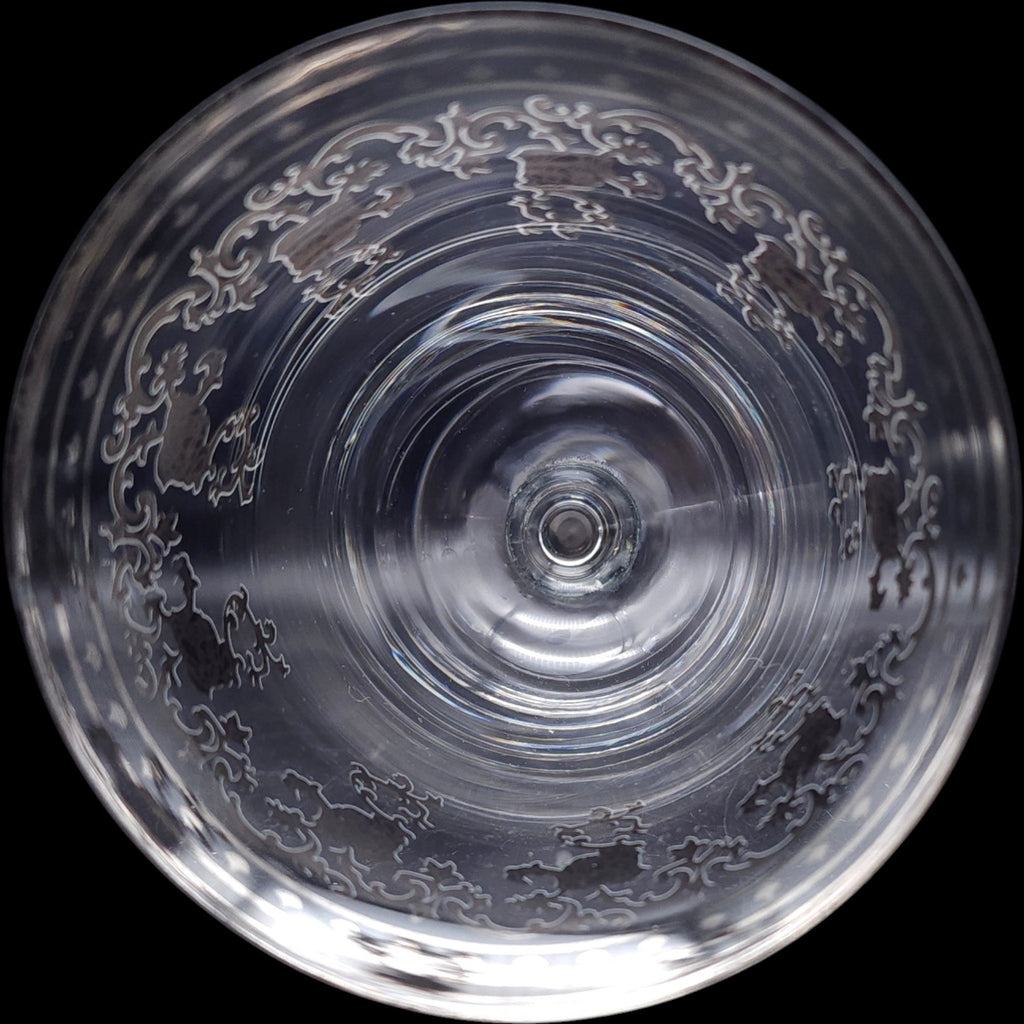 Vintage Silver Filigree Etched Glass Wine Goblet