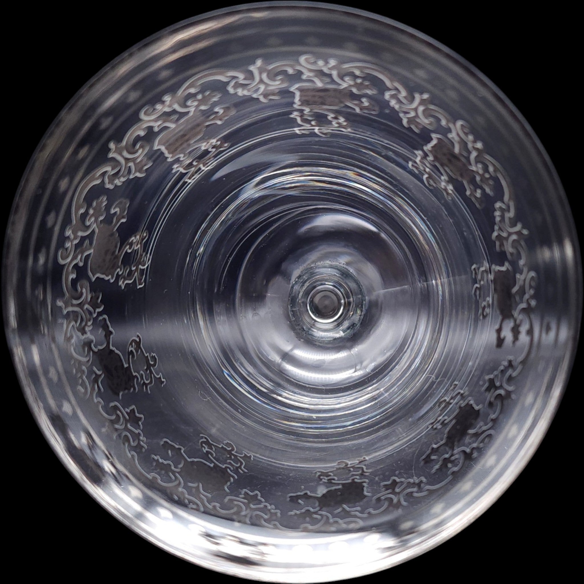 Vintage Silver Filigree Etched Glass Wine Goblet