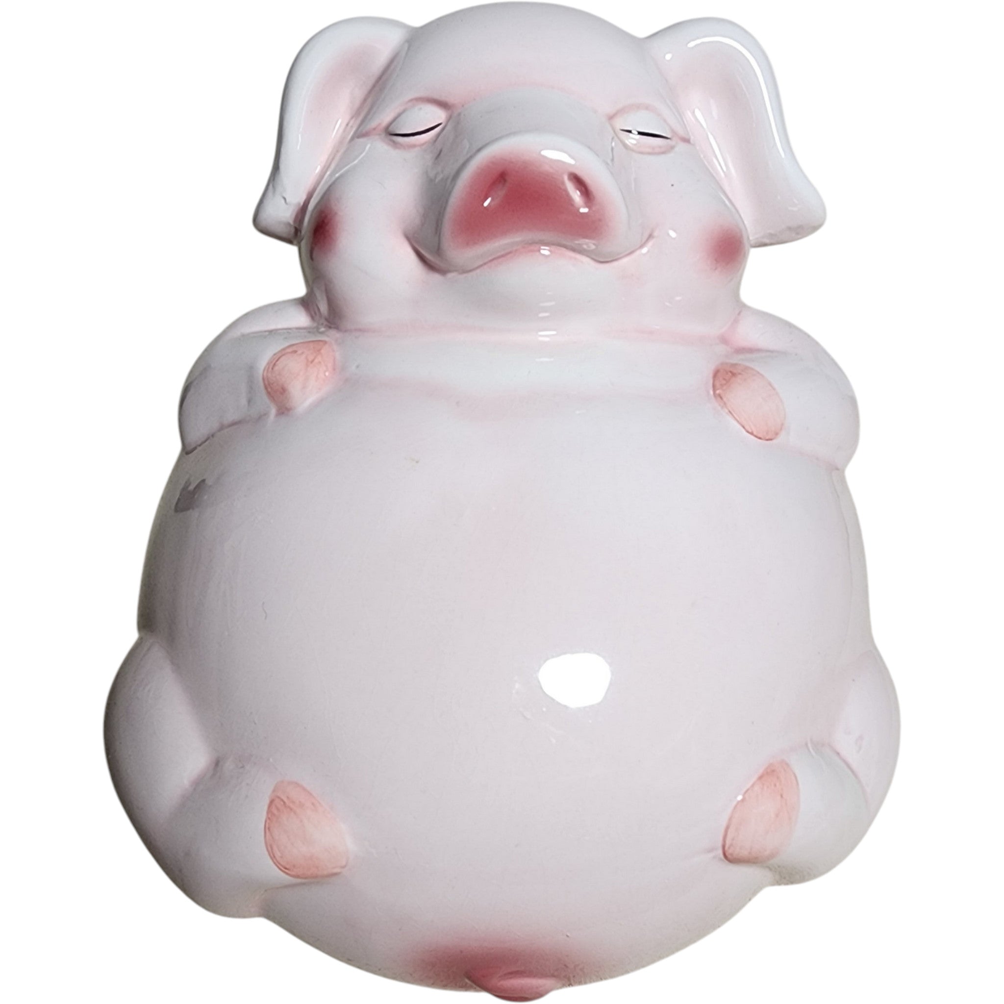 Vintage Smiling Pink Ceramic Pig Piggy Bank