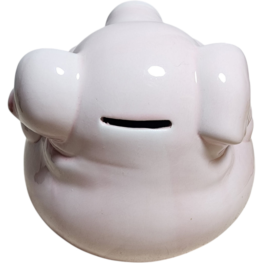 Vintage Smiling Pink Ceramic Pig Piggy Bank