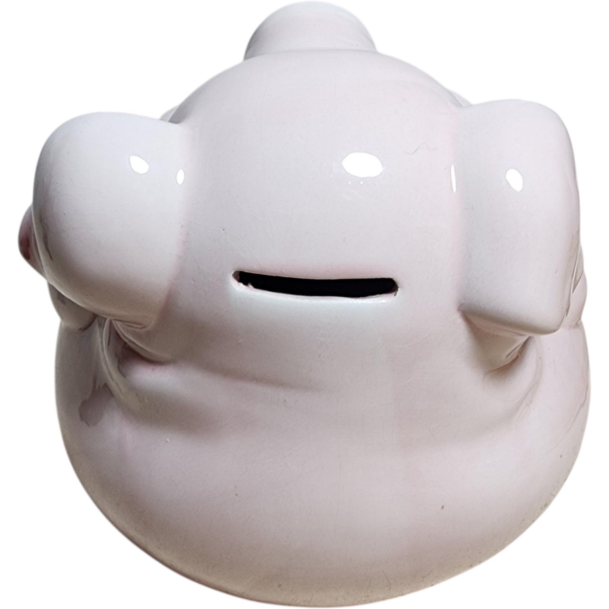 Vintage Smiling Pink Ceramic Pig Piggy Bank