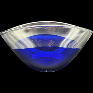 Vintage Sommerso Cobalt Blue and Clear Art Glass Bowl