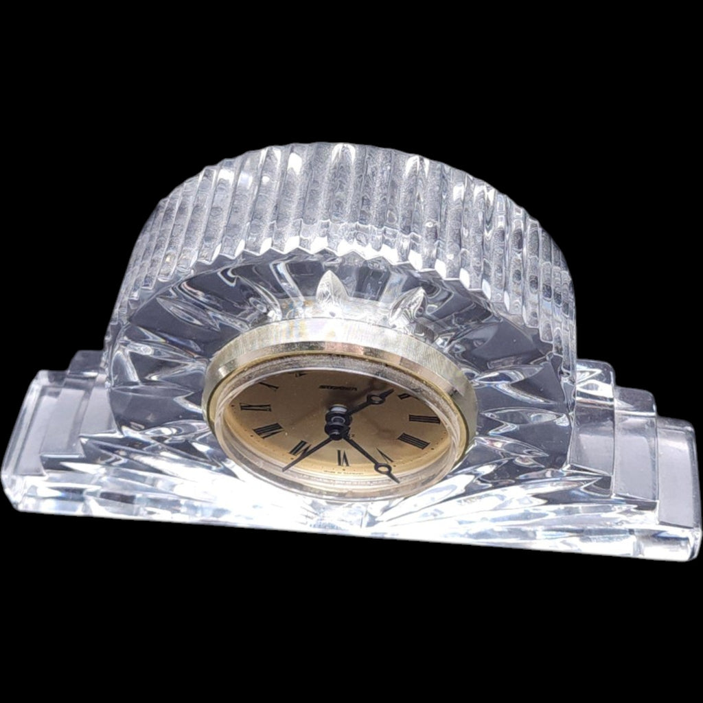 Vintage Staiger Lead Crystal Desk Mantle Clock Art Deco Style