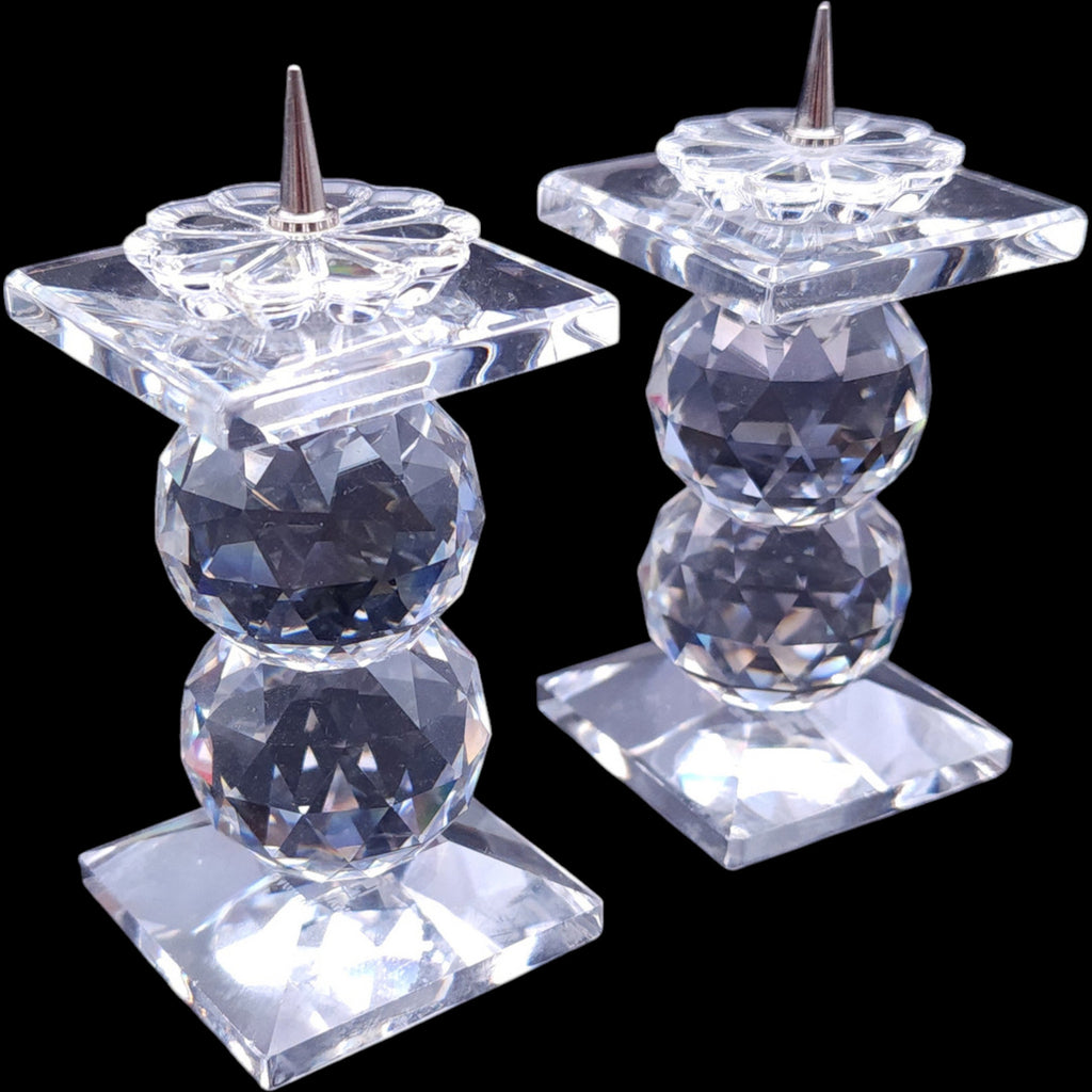 Vintage Swarovski Crystal Spike Candle Holders Pair