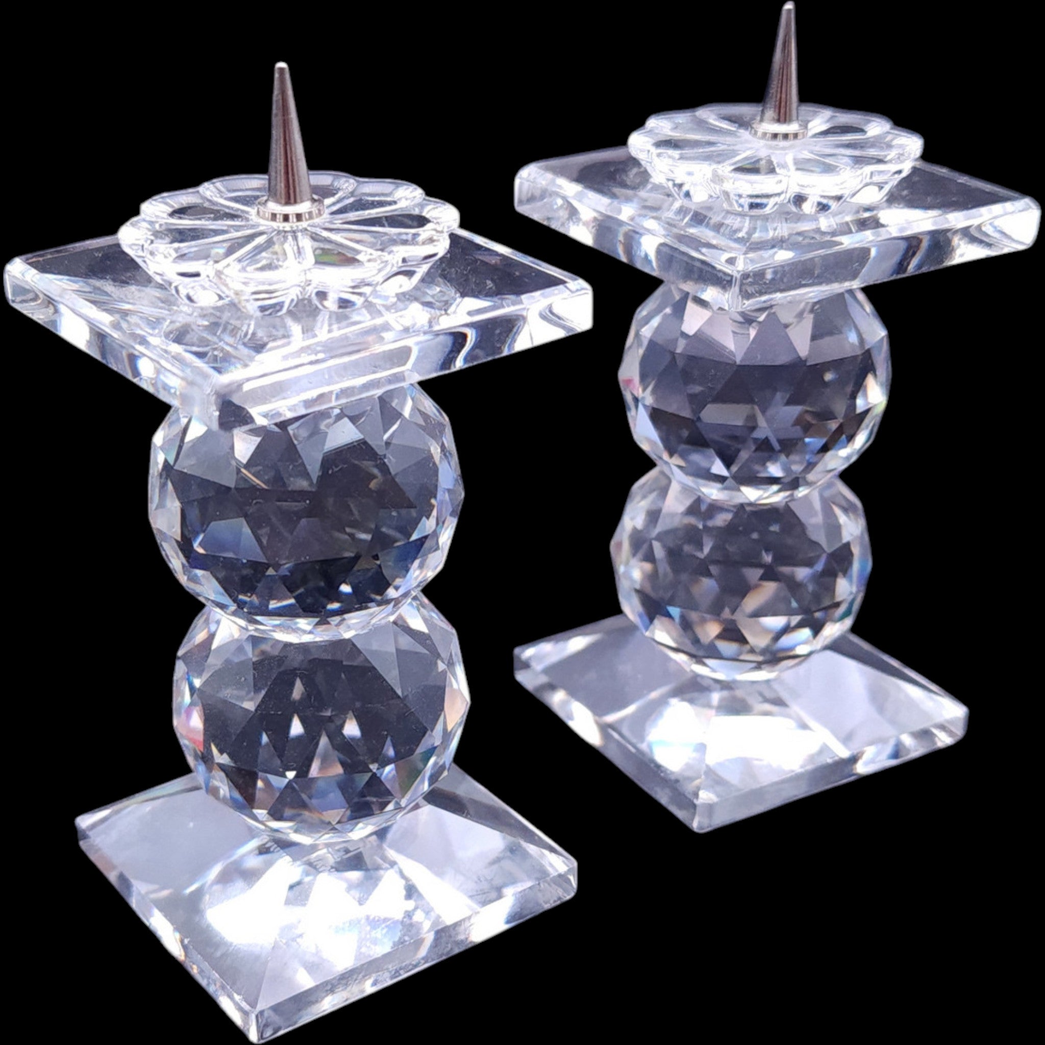 Vintage Swarovski Crystal Spike Candle Holders Pair