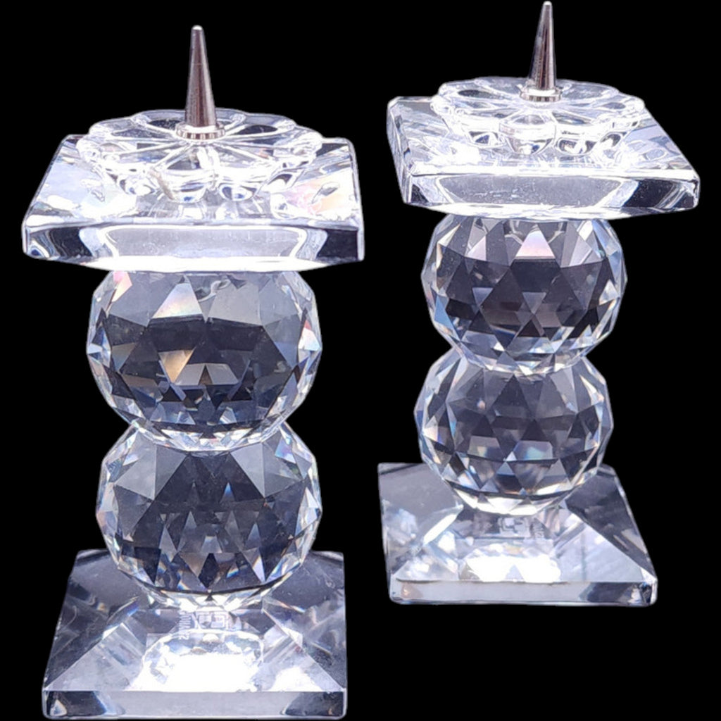 Vintage Swarovski Crystal Spike Candle Holders Pair