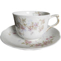 Syracuse China Purple Floral Sprigs & Embossed Rim Cup and Saucer Set