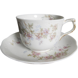 Syracuse China Purple Floral Sprigs & Embossed Rim Cup and Saucer Set