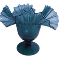 Vintage Teal Crackle Glass Jack in the Pulpit Pedestal Vase