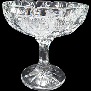 Vintage The European Collection West Germany Cut Crystal Bird Pedestal Compote Bowl 7