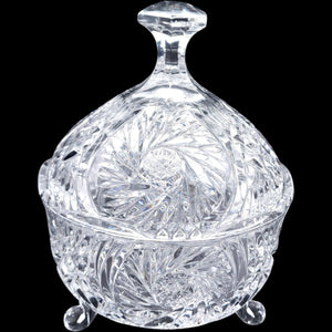 Vintage Three-Footed Cut Crystal Lidded Candy Dish
