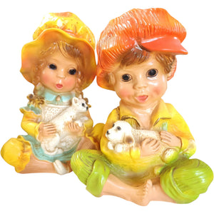 Vintage Universal Statuary 1974 Boy and Girl Figurine Set #293