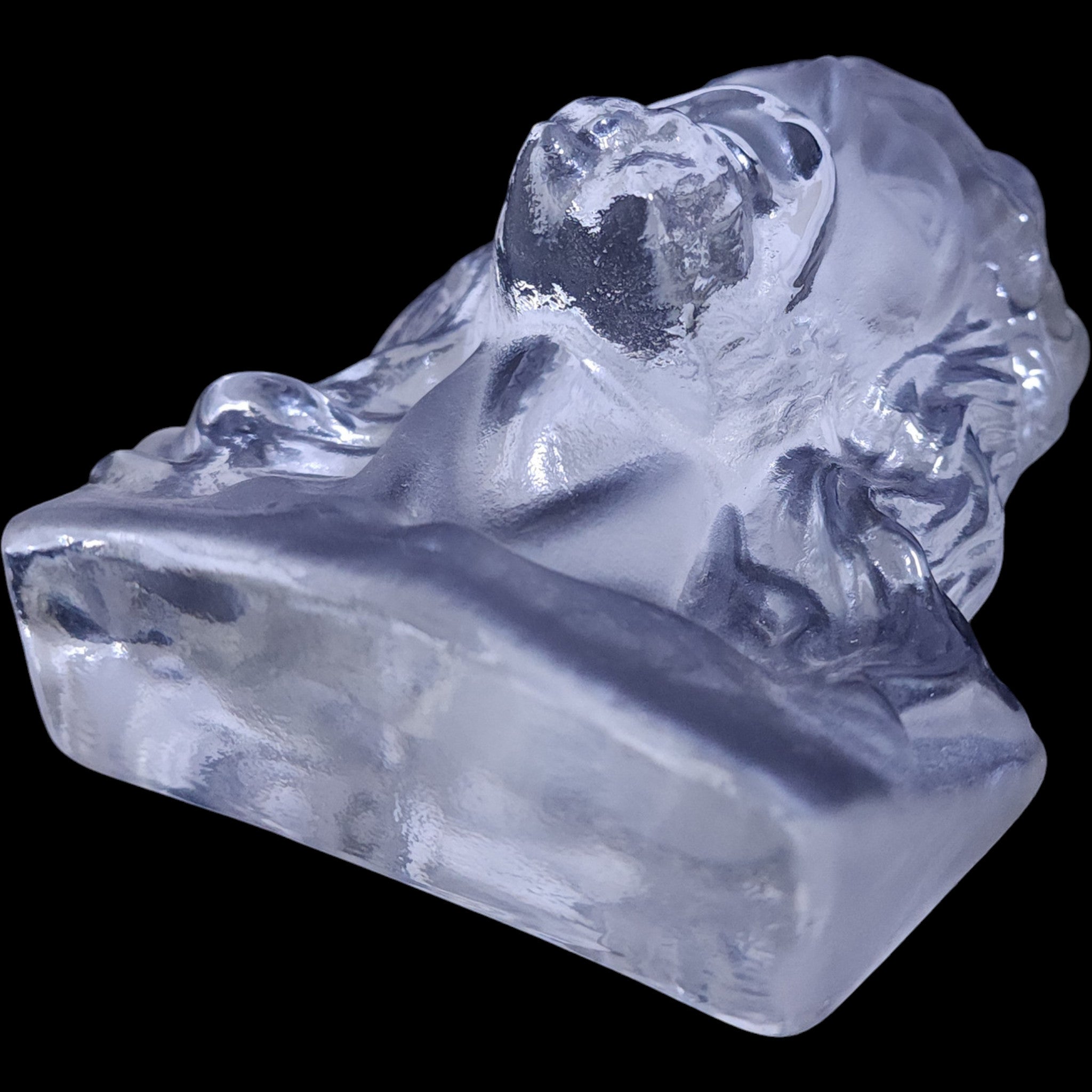 Vintage Viking Glass Frosted & Clear Jesus Christ Bust Figurine