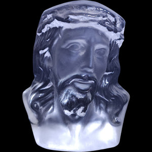 Vintage Viking Glass Frosted & Clear Jesus Christ Bust Figurine