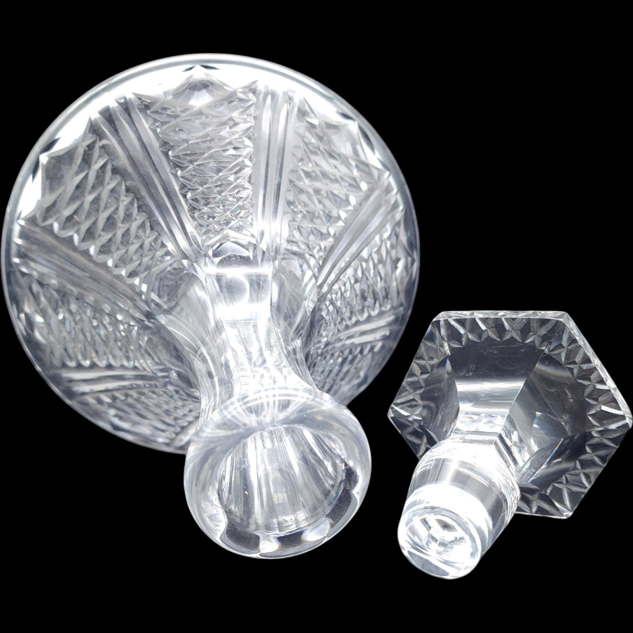 Vintage Webb Corbett Minton Cut Crystal Ships Decanter with Stopper