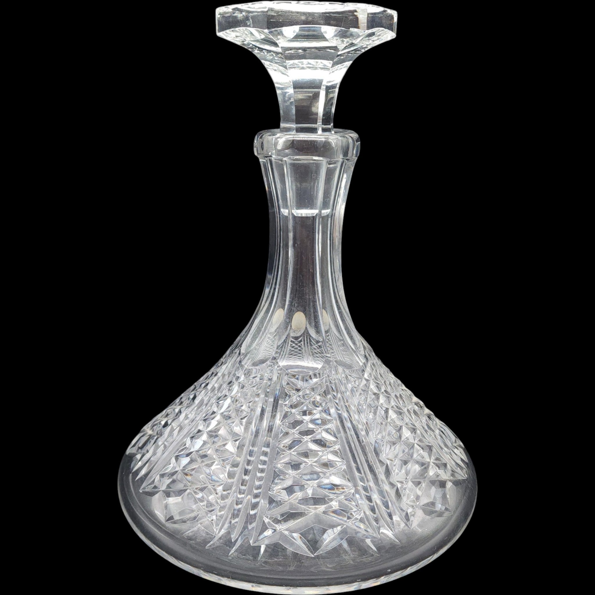 Vintage Webb Corbett Minton Cut Crystal Ships Decanter with Stopper