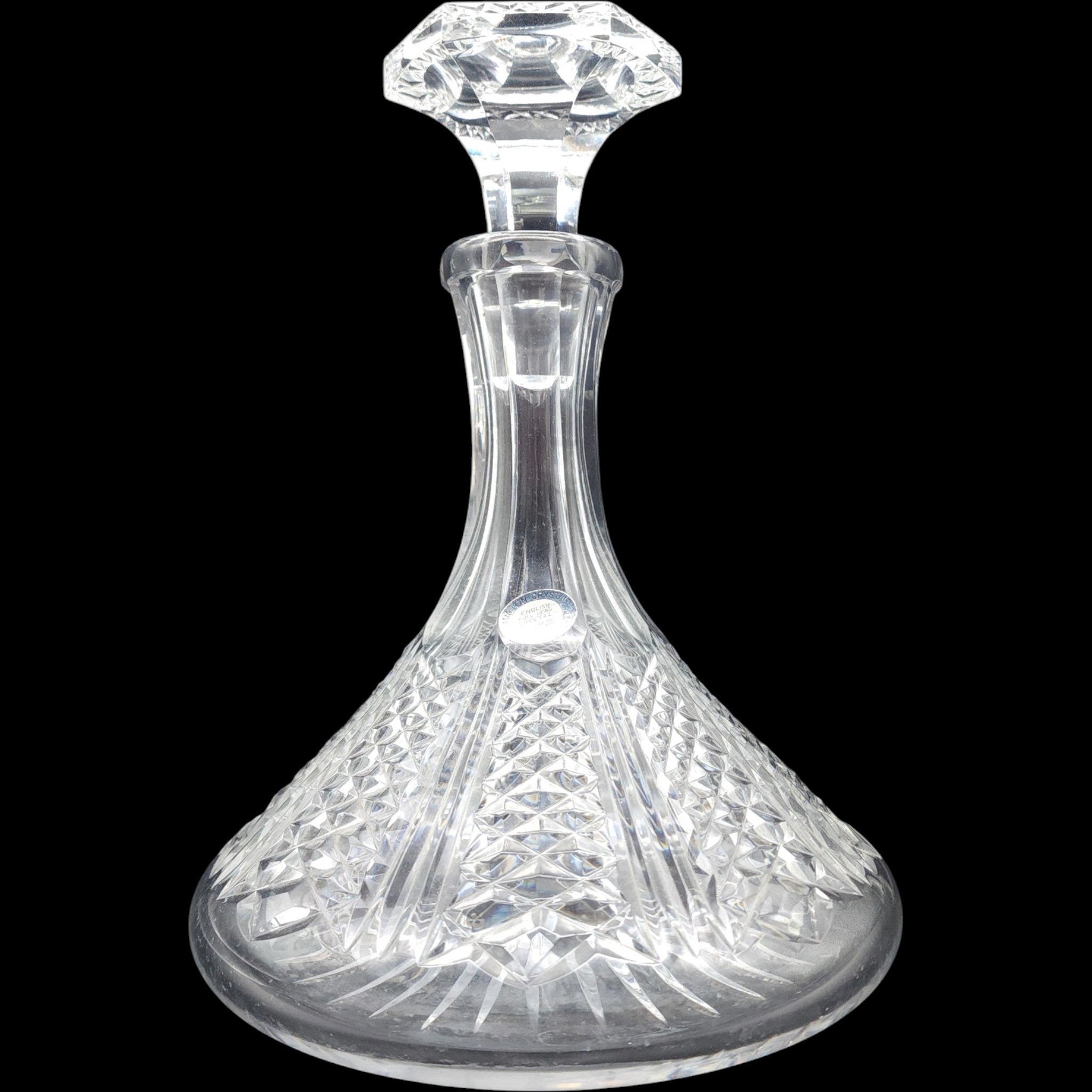 Vintage Webb Corbett Minton Cut Crystal Ships Decanter with Stopper