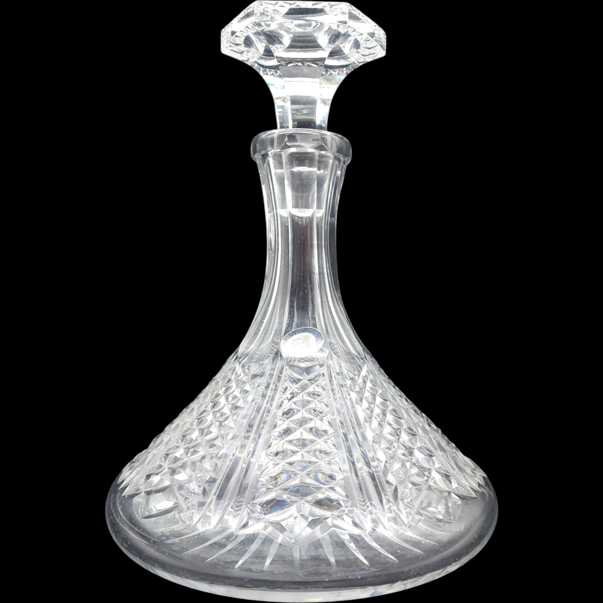 Vintage Webb Corbett Minton Cut Crystal Ships Decanter with Stopper