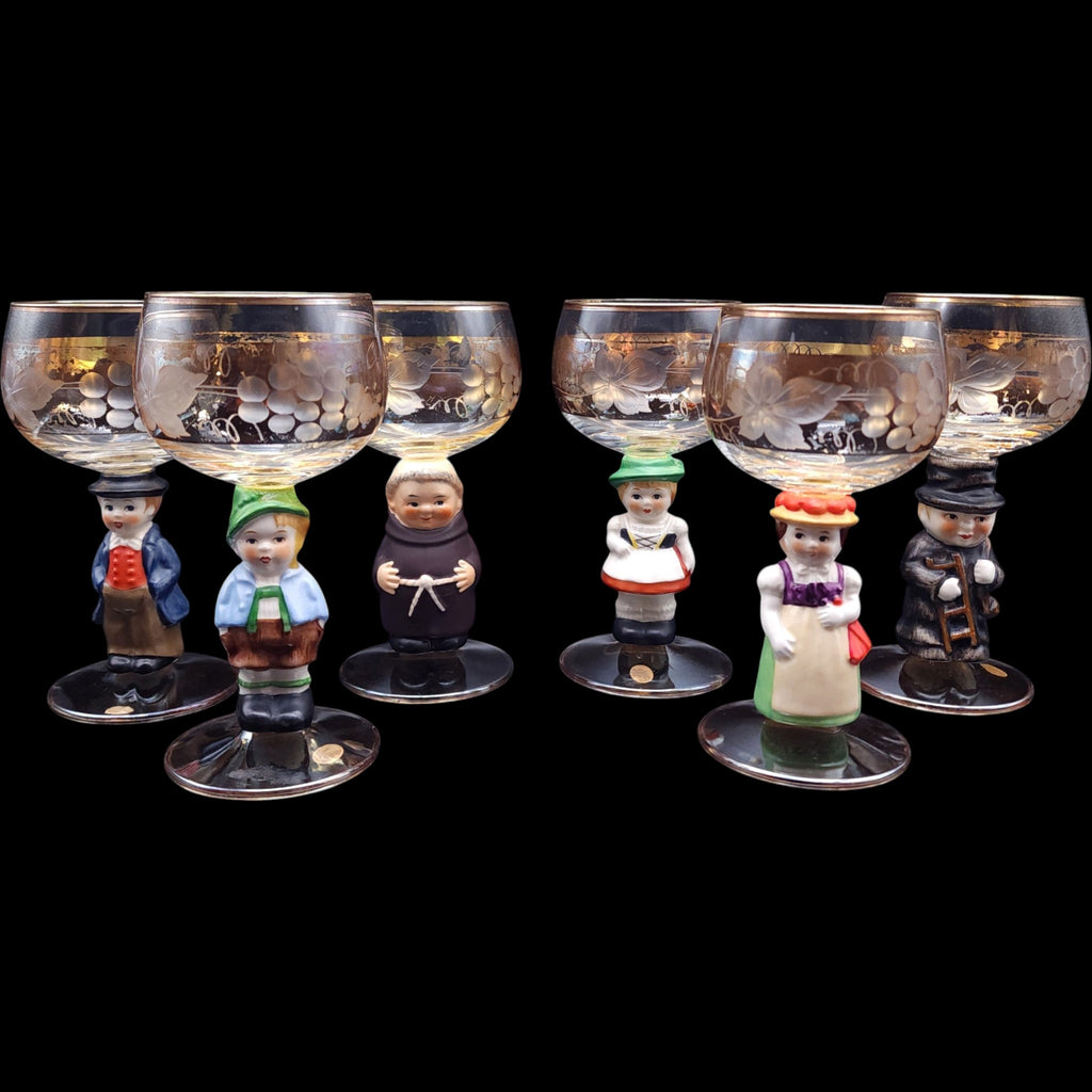 Vintage Western Germany Goebel Hummel Figural Wine Glasses Set of 6