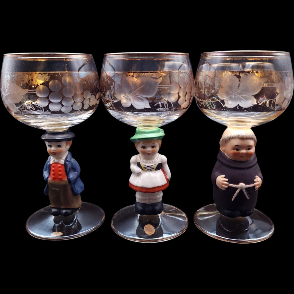 Vintage Western Germany Goebel Hummel Figural Wine Glasses Set of 6