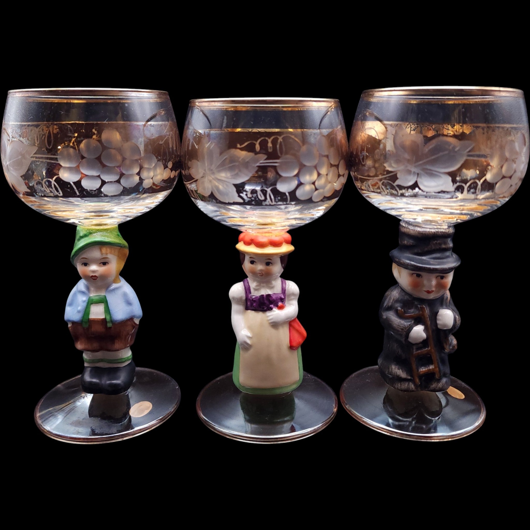 Vintage Western Germany Goebel Hummel Figural Wine Glasses Set of 6
