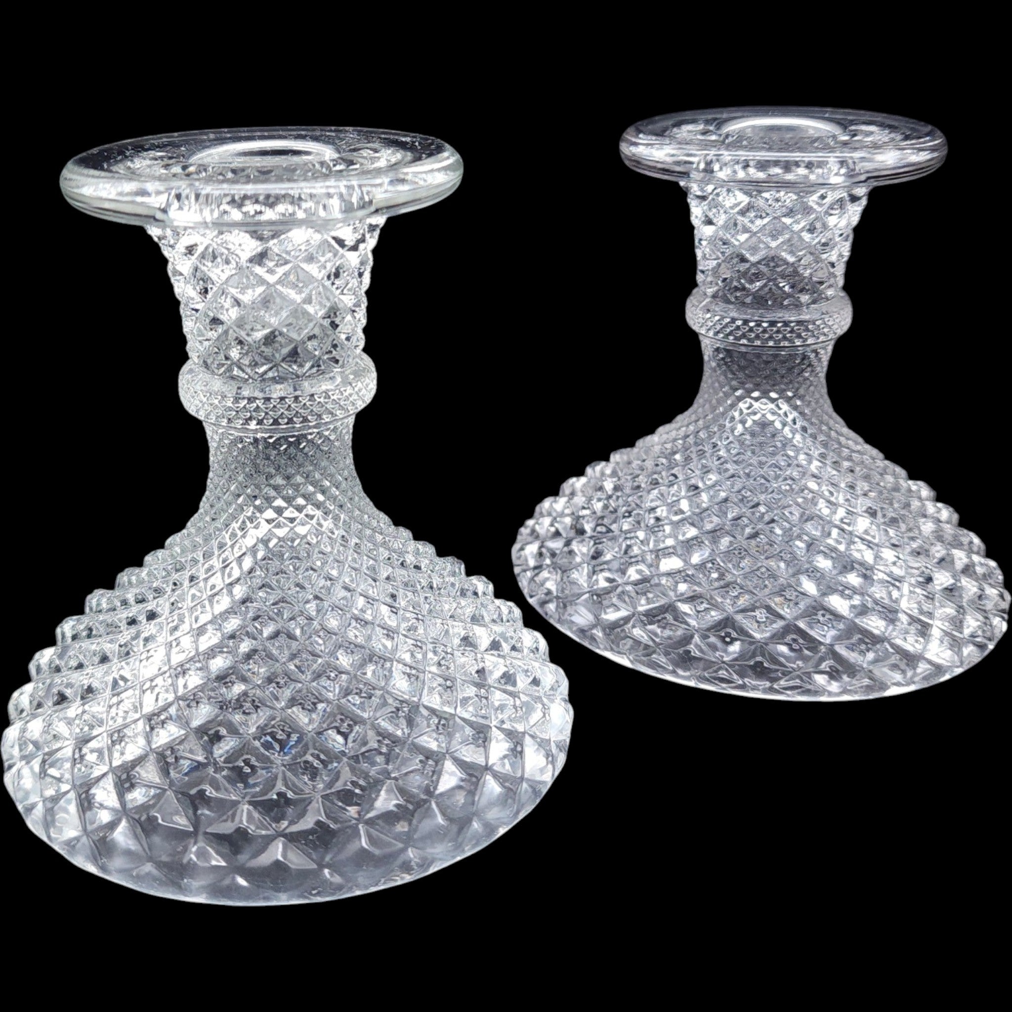 Vintage Westmoreland Clear English Hobnail Candle Holders Pair
