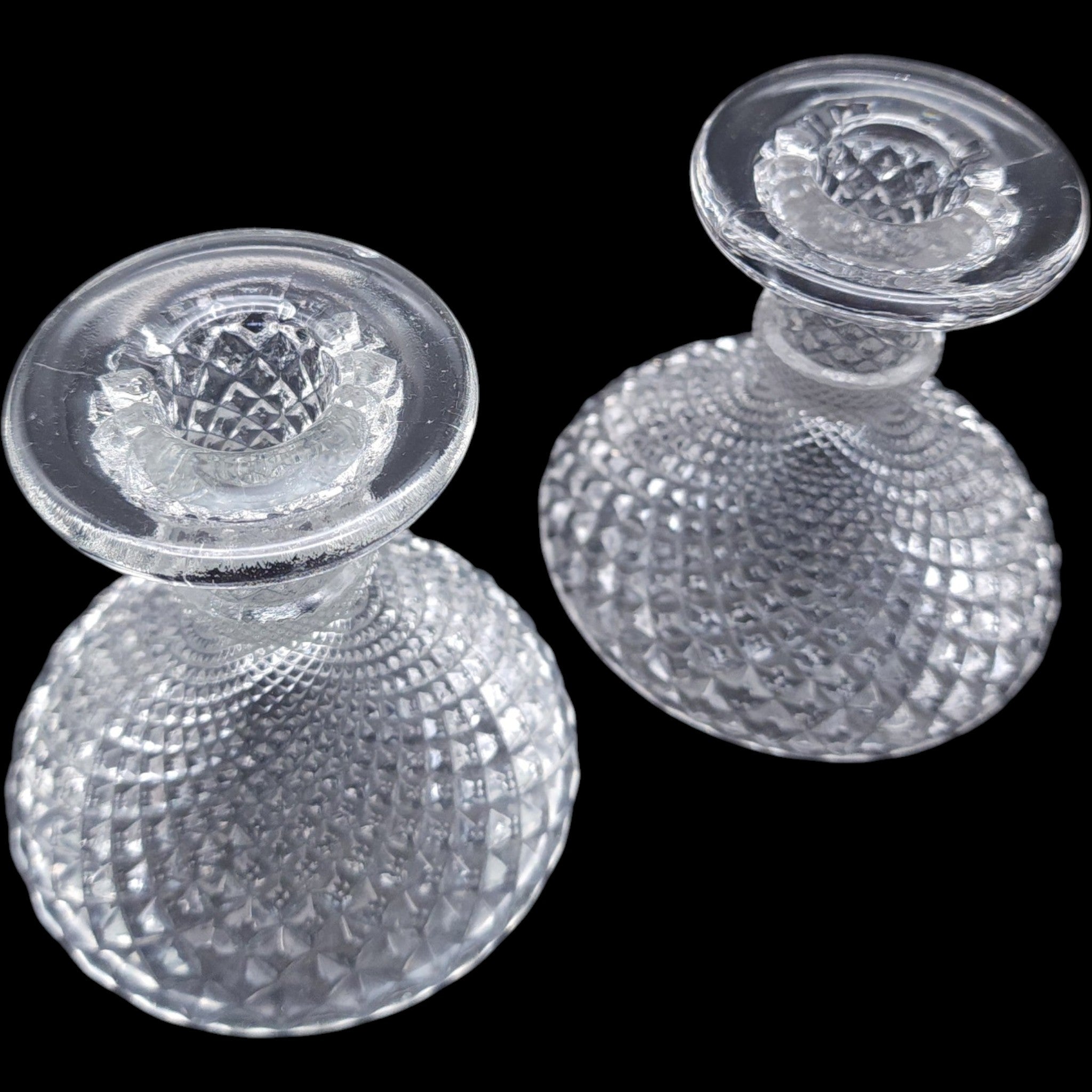 Vintage Westmoreland Clear English Hobnail Candle Holders Pair