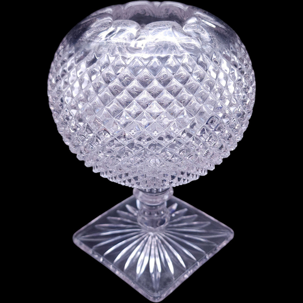 Vintage Westmoreland English Hobnail Clear Glass Footed Ivy Bowl