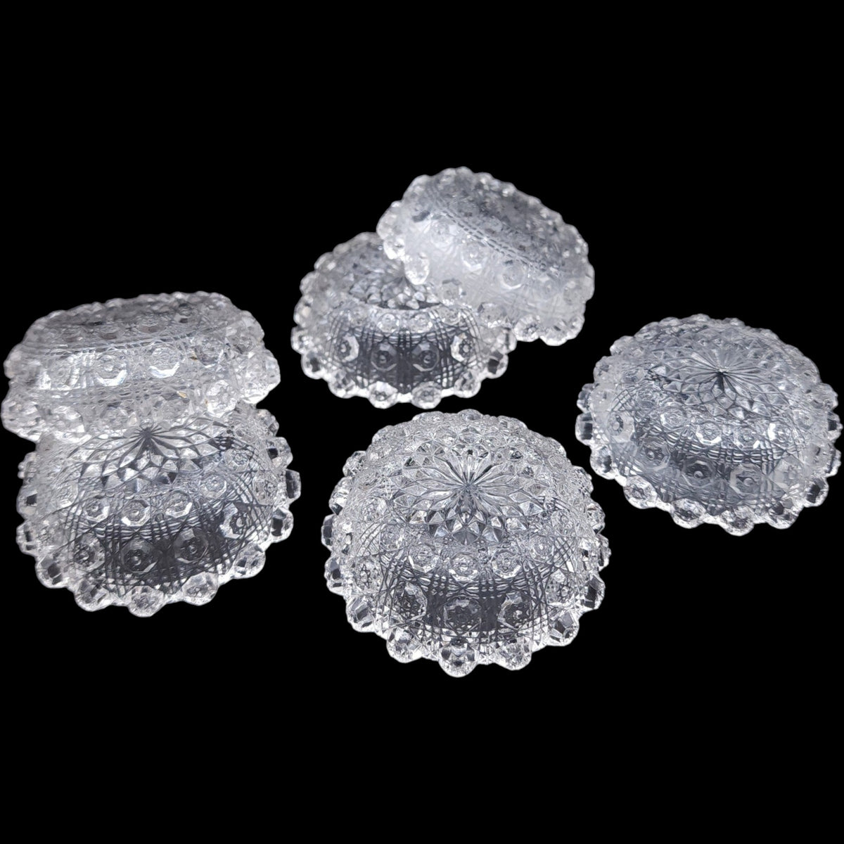 Vintage Westmoreland Star and Cane Pressed Glass Salt Cellars - Set of 6