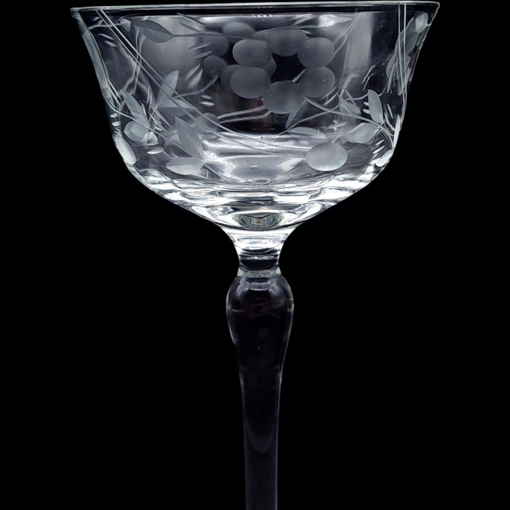 Vintage Weston Etched Floral Coupe Glassware Set Set of 5