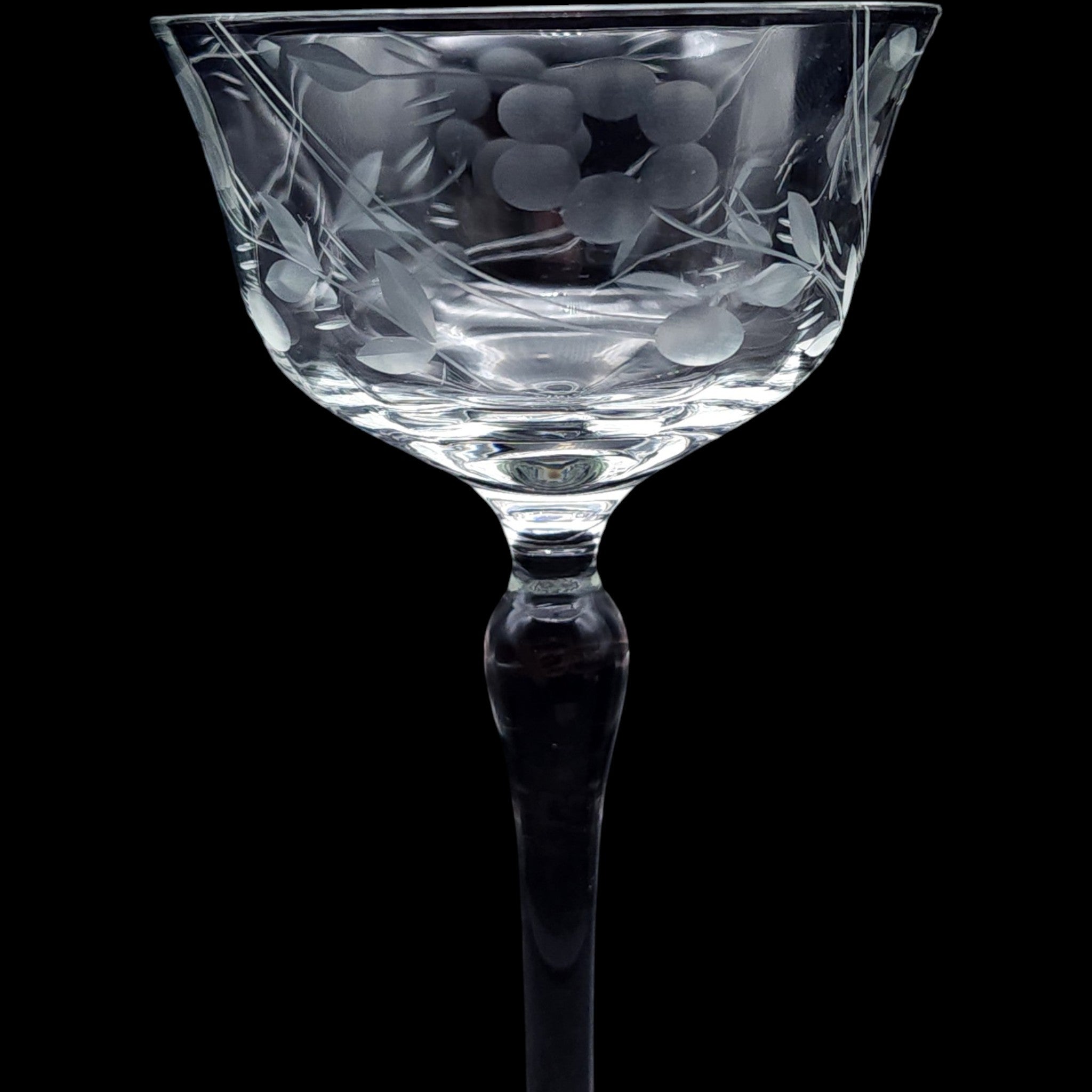 Vintage Weston Etched Floral Coupe Glassware Set Set of 5