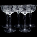 Vintage Weston Etched Floral Coupe Glassware Set Set of 5