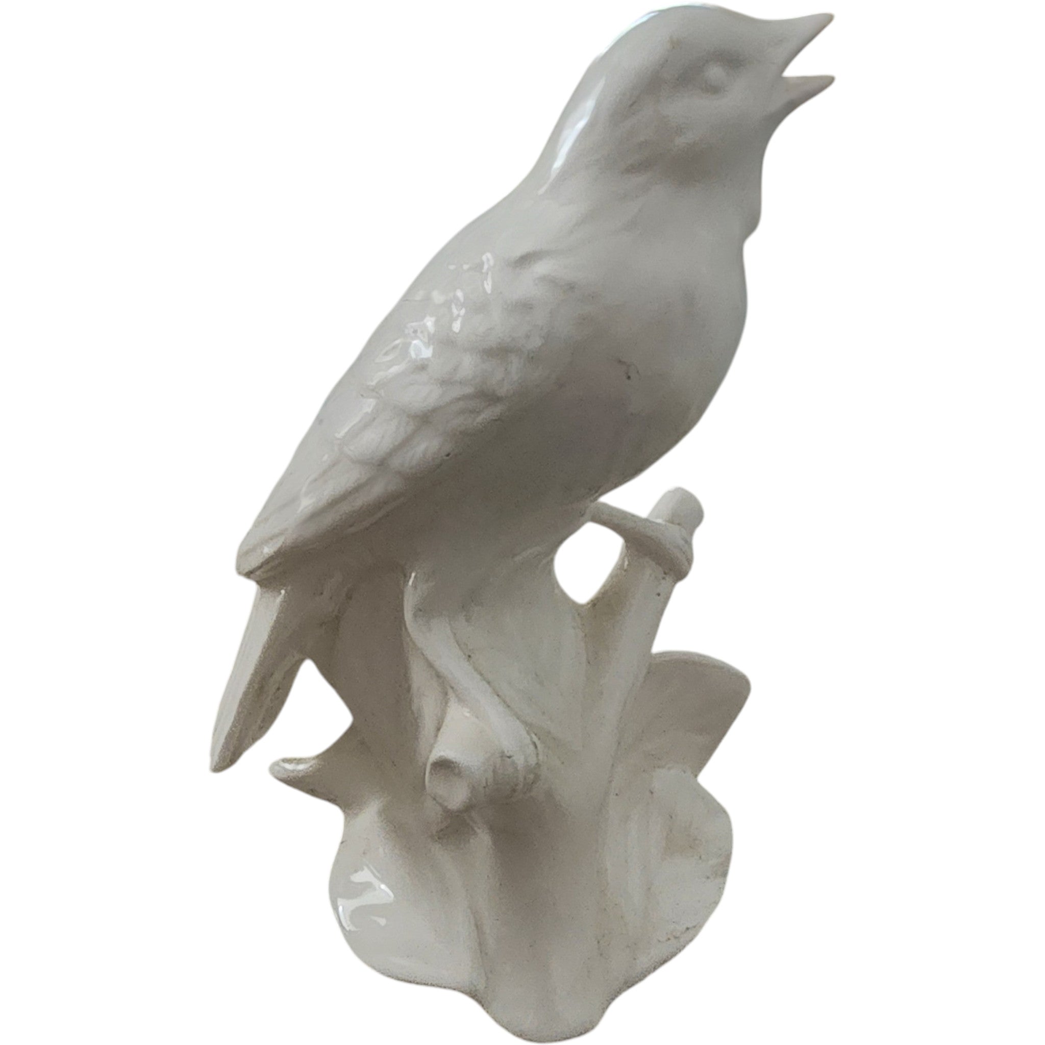 Vintage White Porcelain Singing Bird Figurine