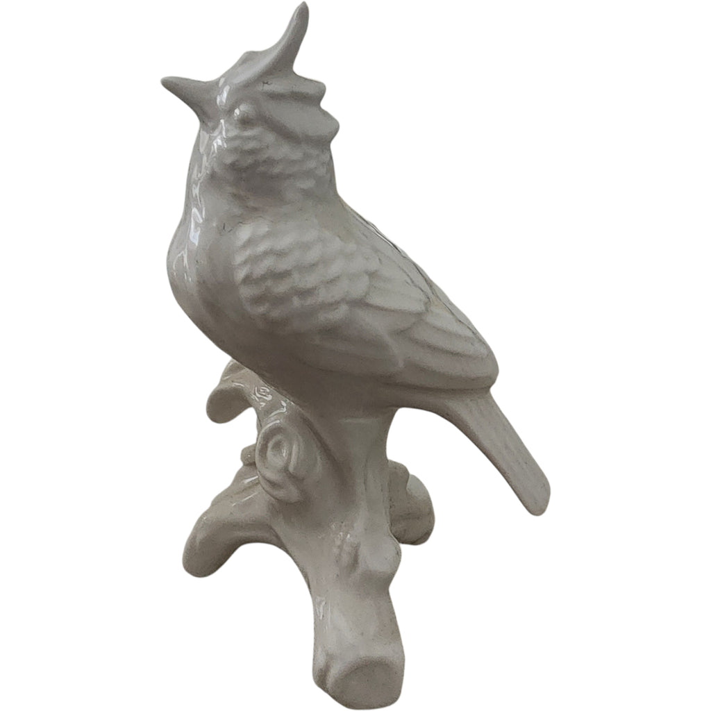 Vintage White Porcelain Tufted Titmouse Bird Figurine