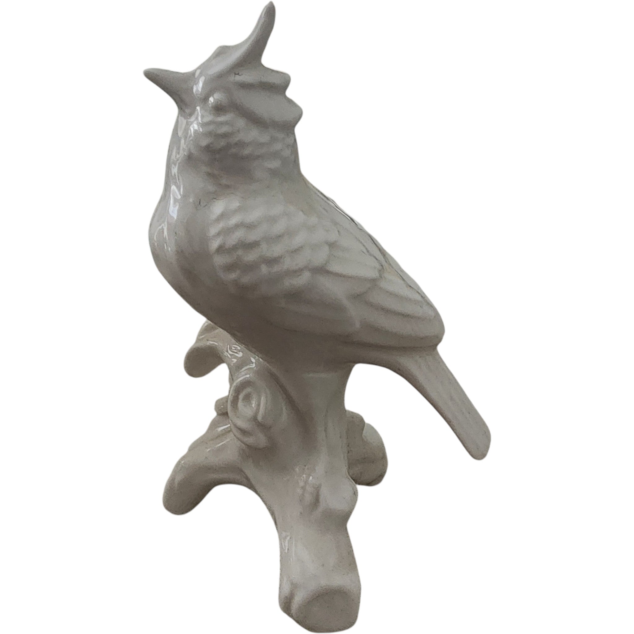 Vintage White Porcelain Tufted Titmouse Bird Figurine