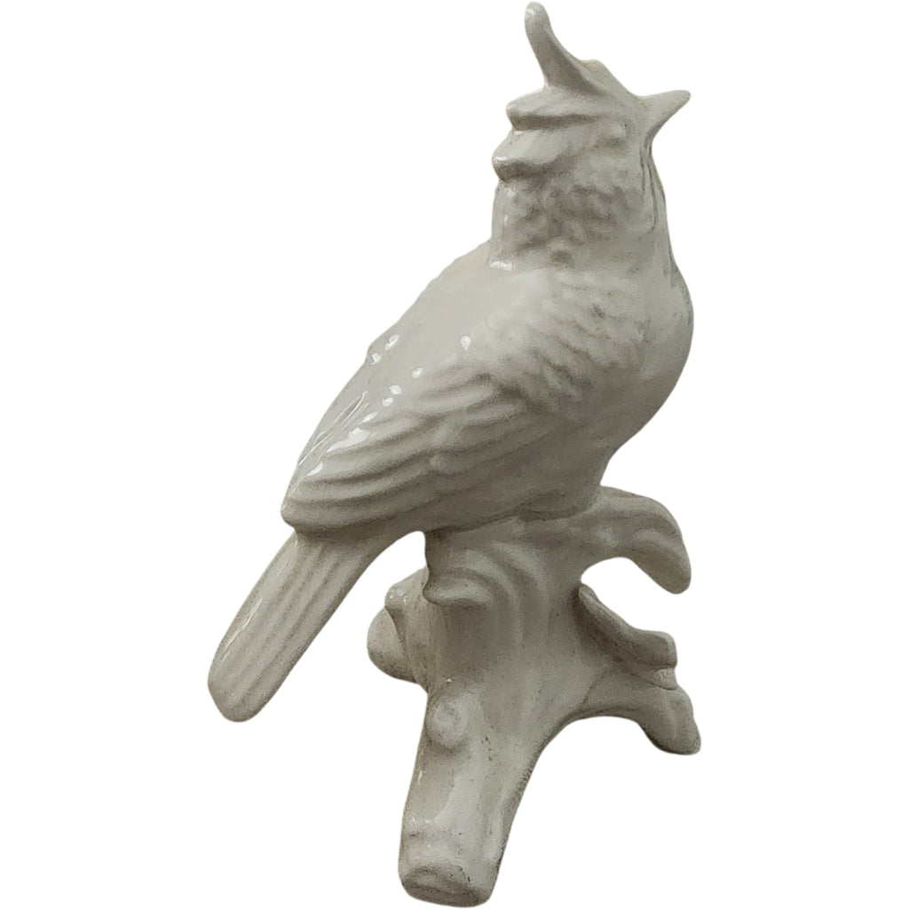 Vintage White Porcelain Tufted Titmouse Bird Figurine