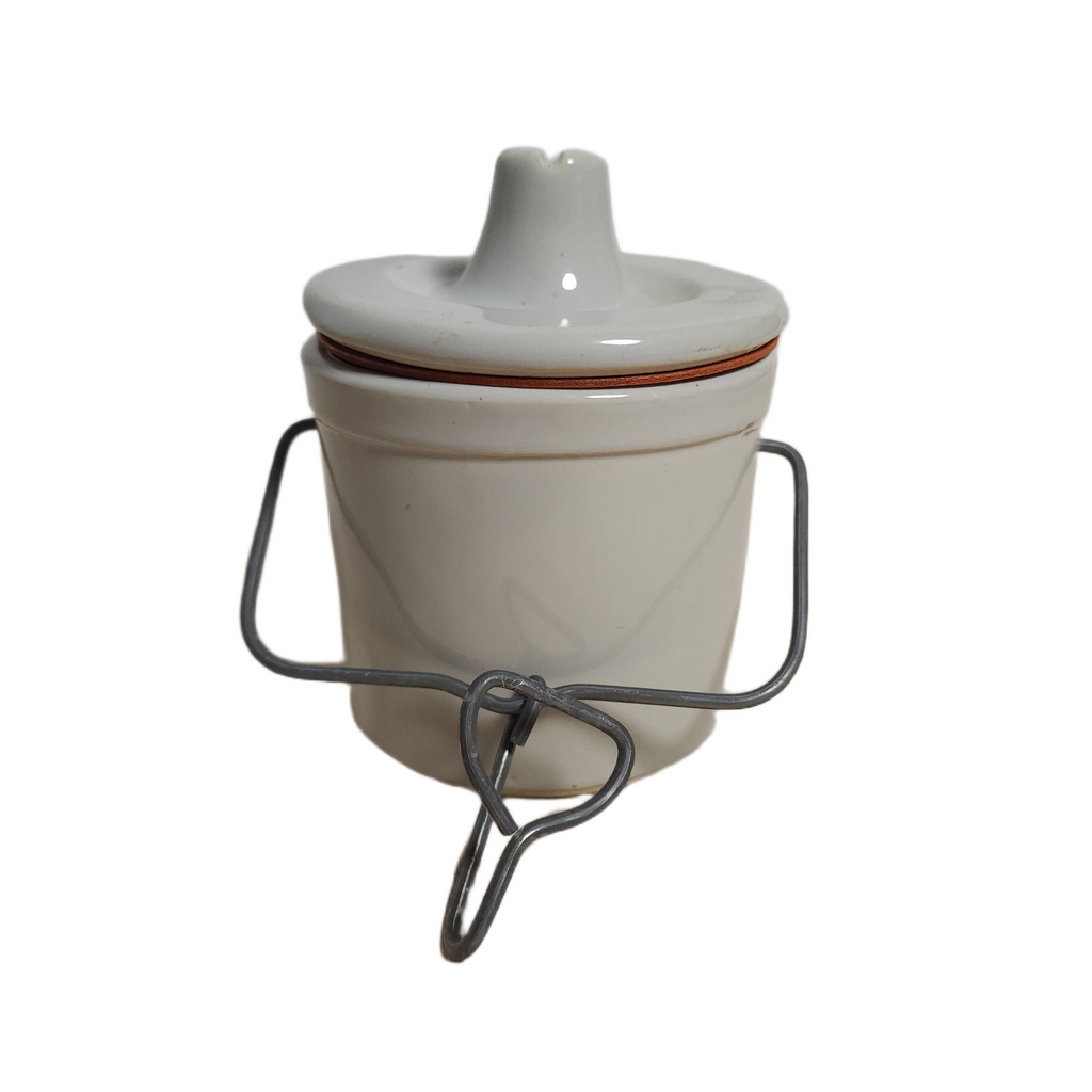 Vintage Wisconsin Homestead Ceramic Wire Bale Crock Jar